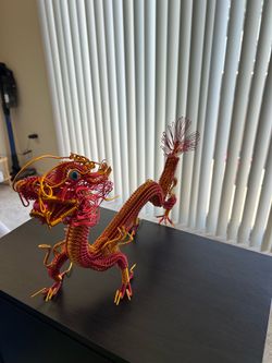 16inch Red and gold Hand Woven Wired Dragon