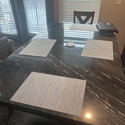 Black And Gray Marble Dining Room Table