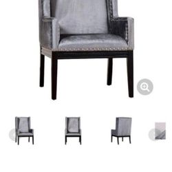 Luxurious Gray Velvet Accent Chairs w/Oversized Accent Pillows 