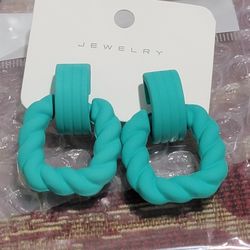 Turquoise Twisted Hoop Stud Earrings