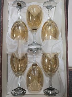 Vintage Italian 24% Lead Crystal Wine Glasses – F.lli Fumo – Set of 6
