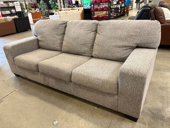 ASHLEY FURNITURE Heathered Grey Square Arm 3 Seat Sofa