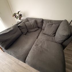 3 Piece Down Sectional  w/Ottoman - Dark Gray