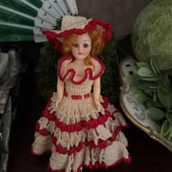 Antique Doll W Handmade Dress