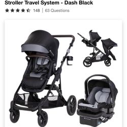 Baby Trend Morph Single to Double Modular Stroller Travel System - Color: Dash Black