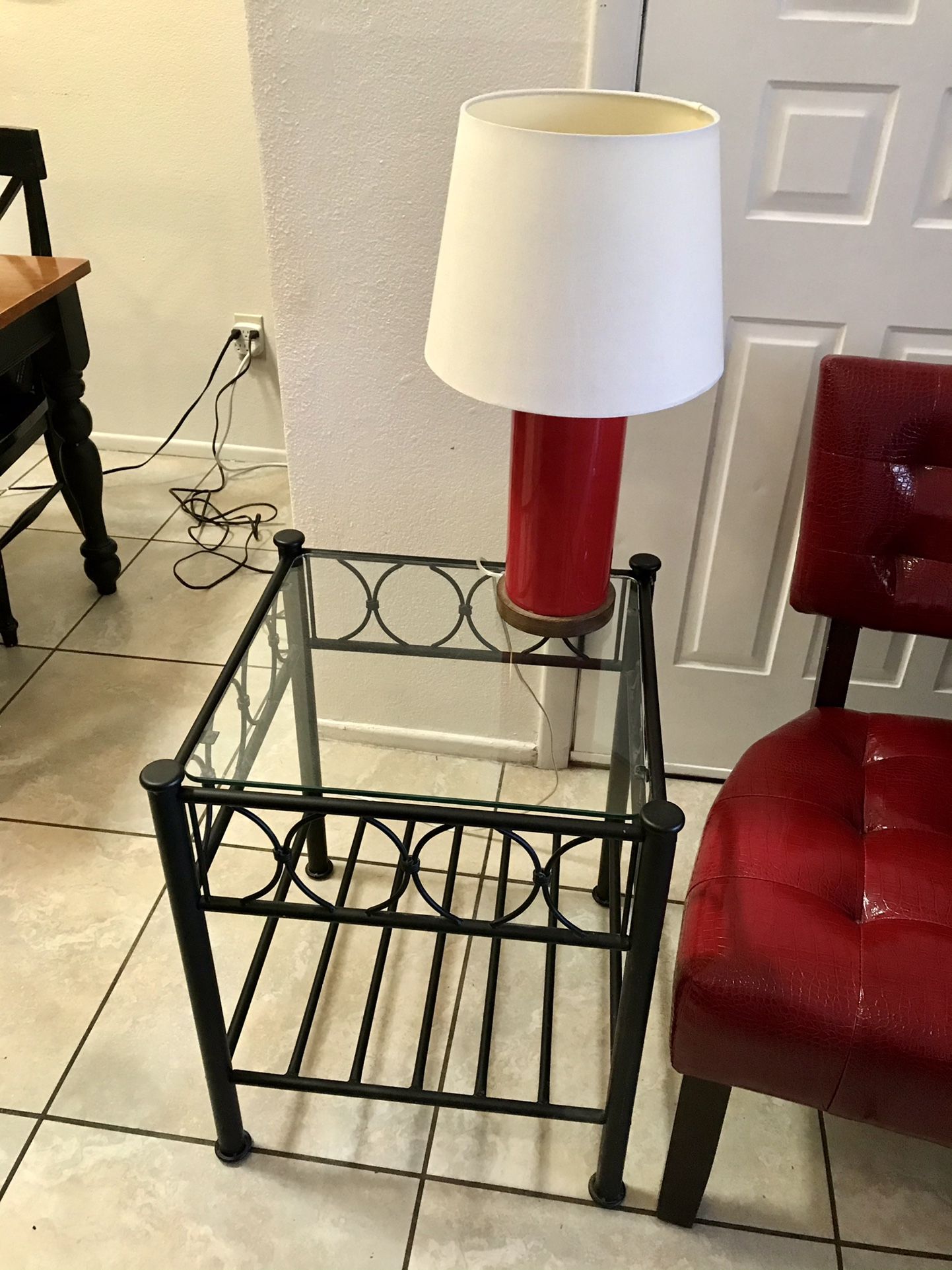 Accent Chair, Table, Lamp