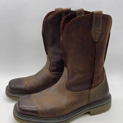 Ariat Rambler Brown Leather Wide Square Soft Toe Pull-On Work Western Boot Sz 9D