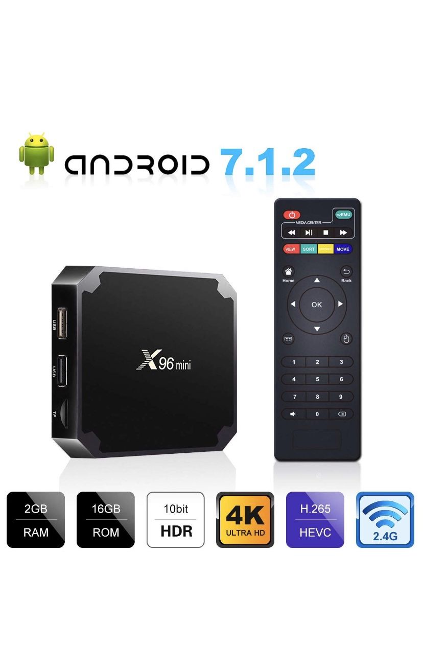 Android 7.1.2 TV Box, X96 Mini Android TV Box - 2GB RAM+16GB ROM AMLOGIC S905W Quad-core Cortex-A53