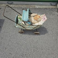 Old Creepy Baby And Stroller
