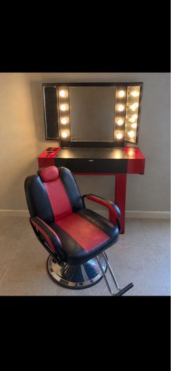 Makeup vanity and chair