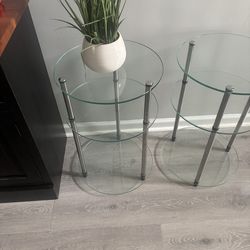 2 Convenience Concepts Designs2Go Classic Glass 3-Tier Round End Table 15.75" - Modern Contemporary Side Table with Storage Shelves for Living Room,