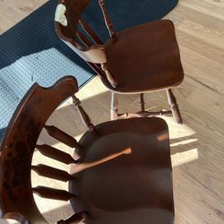 Two Vintage Solid Wood Chairs