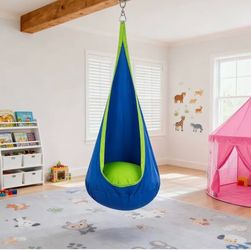 Kids Pod Swing Seat, Hanging Hammock Chair with Inflatable Pillow, Sensory Swing Chair with Pocket for Indoor and Outdoor