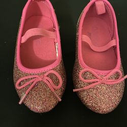 Girls Size 5 Glitter, Pink Shoes With Strap
