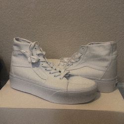 Wmns Sk8-Hi White Platform Vans (Size9.5)