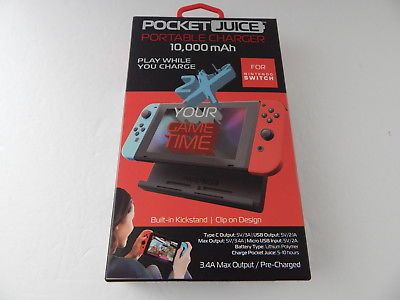 TZUMI Pocket Juice Portable Charger For Nintendo Switch 10,000 mAh & Kickstand