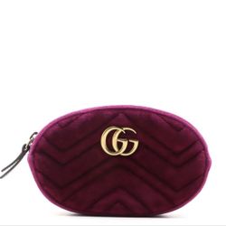 Gucci Purple Matelassé Velvet GG Marmont Belt Bag