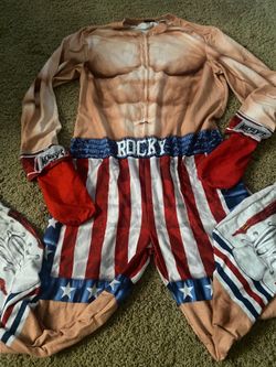 RARE BOXING COSTUME* ROCKY BALBOA ONESIE* ADULT