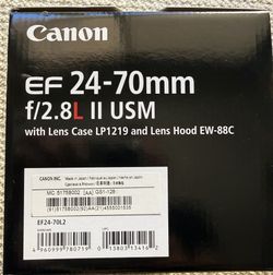 Canon EF 24-70mm f/2.8L II USM Lens, Hood, & Case
