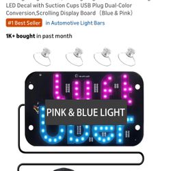 LED Light Sign for Car, Taxi Sign Light Windshield Led Sign Car LED Decal with Suction Cups USB Plug Dual-Color Conversion,Scrolling Display Boar