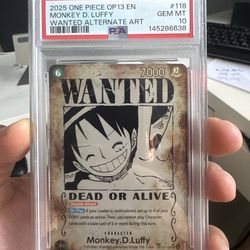 One piece op13 PSA 10 wanted poster luffy