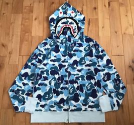 Bape shark sky blue camo hoodie Sizes S/M/L/XL
