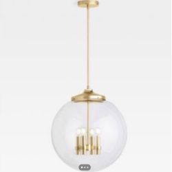 Windsor Pendant Light Fixture, 18” Clear Globe Shade - Brand New