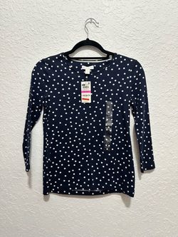 Navy Polka Dot Long Sleeve Top Petite