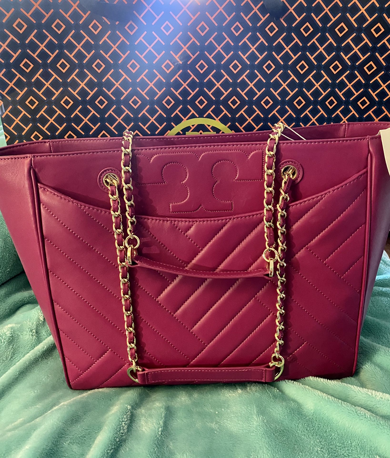 Authentic Tory Burch Leather Tote