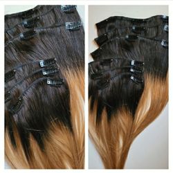 Layered 10 and 12 inch 8 pc 100% real clip in set