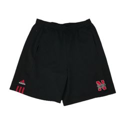 Vintage Adidas Nebraska Cornhuskers Shorts Mens Medium M Black Football NCAA Y2K