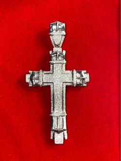 14k White Gold Cross Pendant For Chain Buckle Style Heavy Fancy