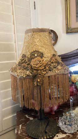 Victorian style lampshade with gold lace
