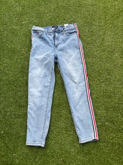 Light Wash Skinny Jeans with Side Stripe