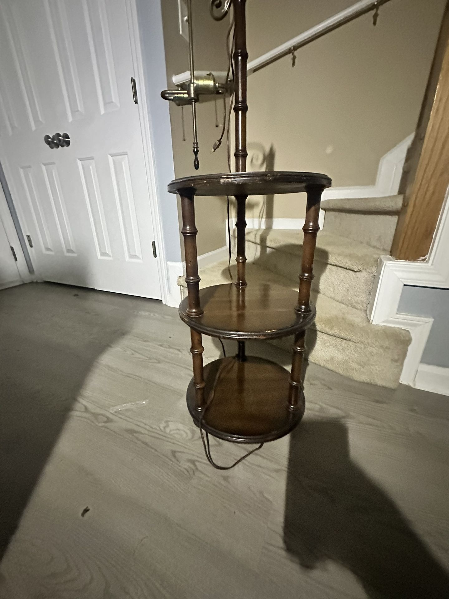 Vintage 3-tier floor lamp table by Knob Creek. 