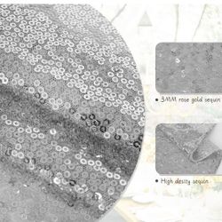 Kirsooku Silver Sequin Table Runners Glitter Sparkly Iridescent Shimmer for Dining Room Table Decorations for Birthday Party Supplies Wedding Receptio