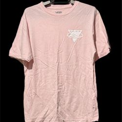 Vans (A) Men’s Short Sleeve Graphic T-shirt Sz L Pink Logo 2 Sided Crew Neck EUC