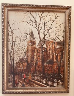 Framed Winter Scene Painting