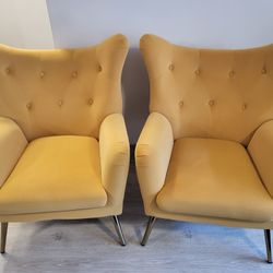 2 Yellow Avianna Velvet Chairs