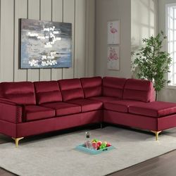 Vogue Velvet Sectional Red Sofa

