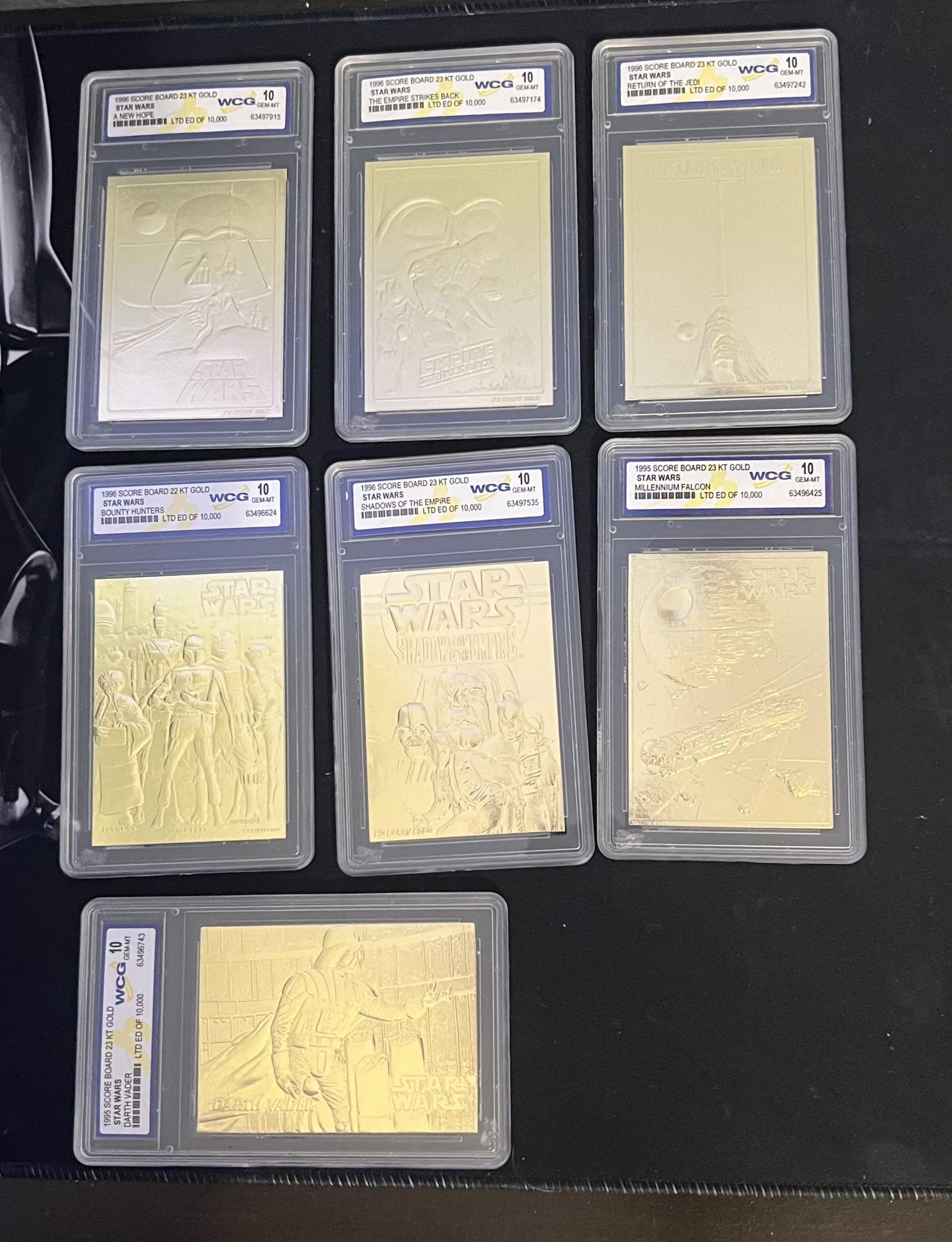 1996 Score Board 23kt Gold Star Wars Limited Edition Trading Cards Set Of 7