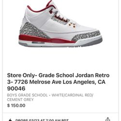 Jordan 3 Red Cardinal Gs