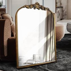WAMIRRO Arched Traditional Vintage Ornate Baroque Mirror - Gold
