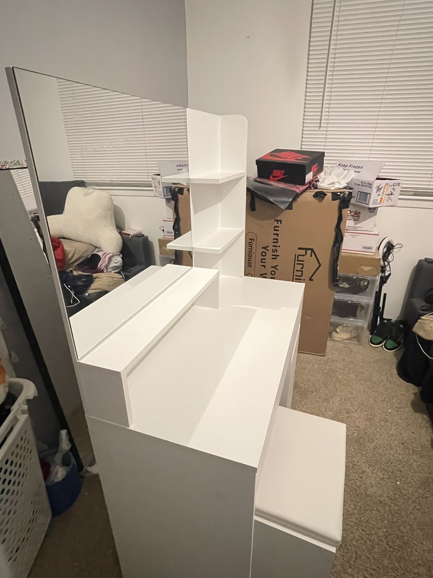 White Vanity Makeup Desk