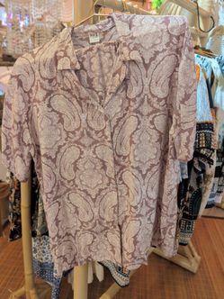 Paisley Print Button-Up Blouse set
