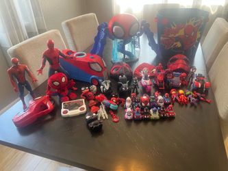 Huge Spider-Man Toy Lot w/ video game, mask, action figures & vehicles