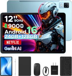 12 inch Tablet, Andriod 16, 24GB+128GB/TF 2TB Octa-Core, 2K 2000x1200 FHD+IPS, Metal Body