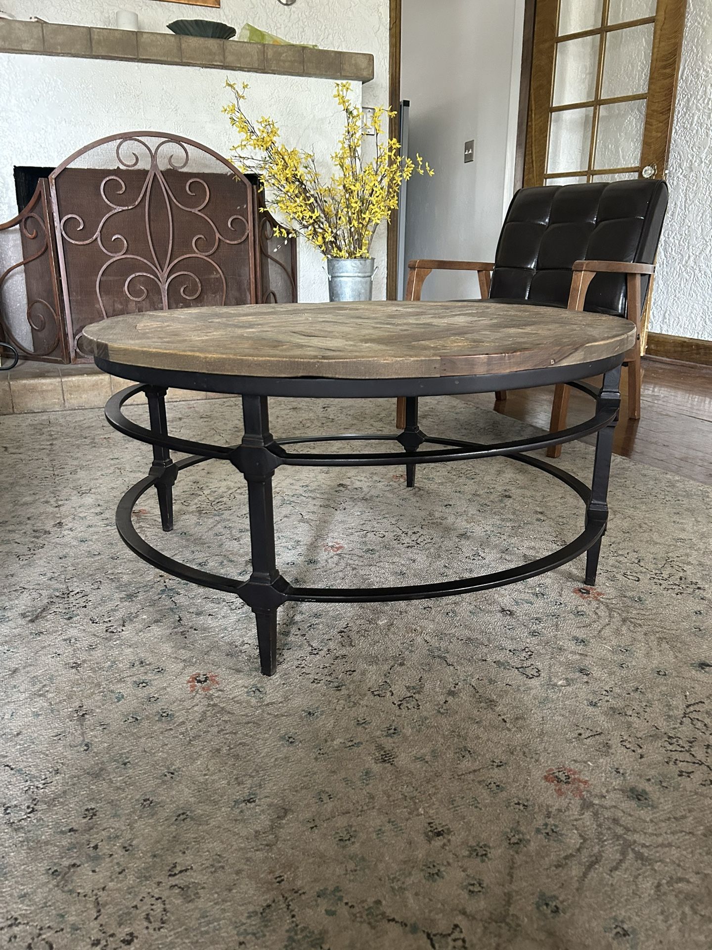 Pottery Barn Reclaimed Round Wood Coffee Table