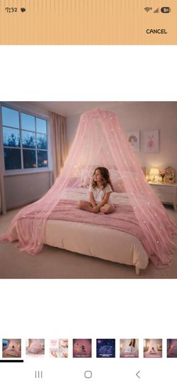 pink mesh bed canopy