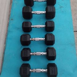 Rubber Coated Dumbbells Set 10lbs,12lbs,20lbs 